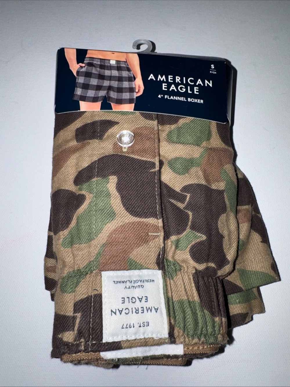 Camo Flannel Boxers Mens Small American Eagle